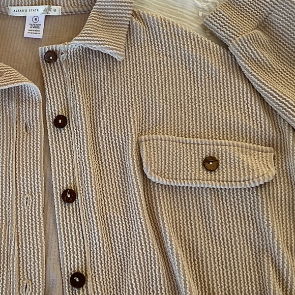 Altar'd State Cream Button-Up Ribbed Top - Picture 4 of 4